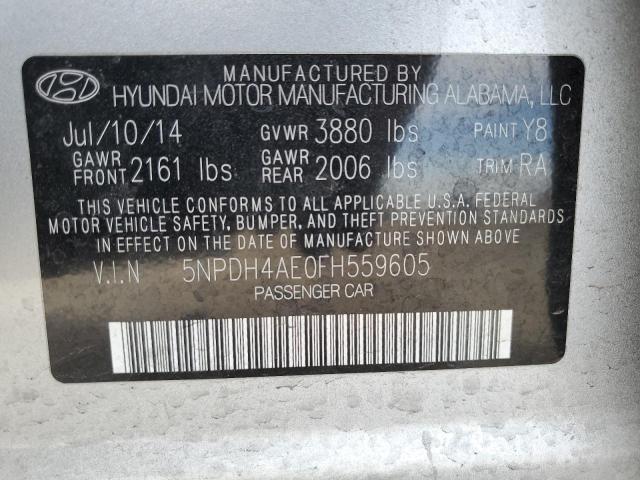 5NPDH4AE0FH559605 - 2015 HYUNDAI ELANTRA SE SILVER photo 12