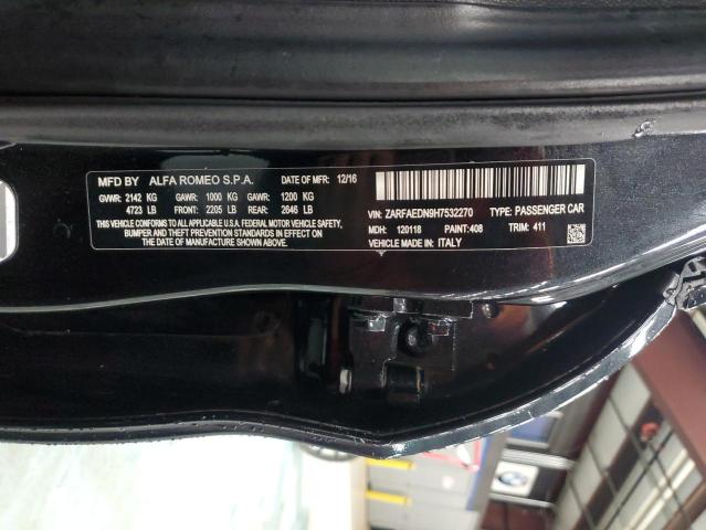 ZARFAEDN9H7532270 - 2017 ALFA ROMEO GIULIA Q4 BLACK photo 12