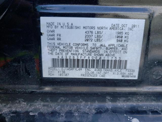 4A32B3FF8CE011753 - 2012 MITSUBISHI GALANT ES BLACK photo 12