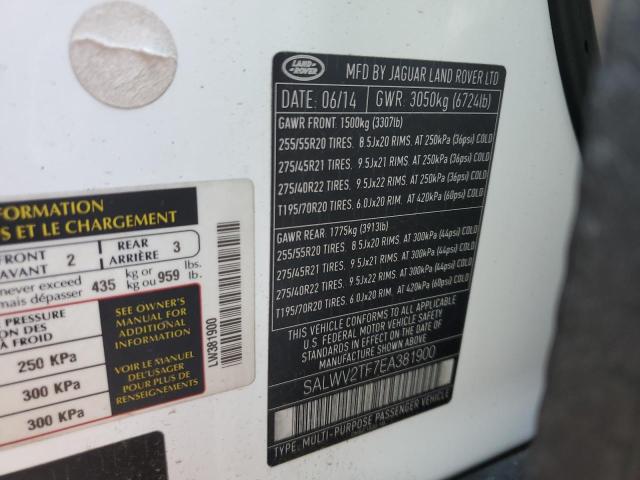 SALWV2TF7EA381900 - 2014 LAND ROVER RANGE ROVE AUTOBIOGRAPHY WHITE photo 13