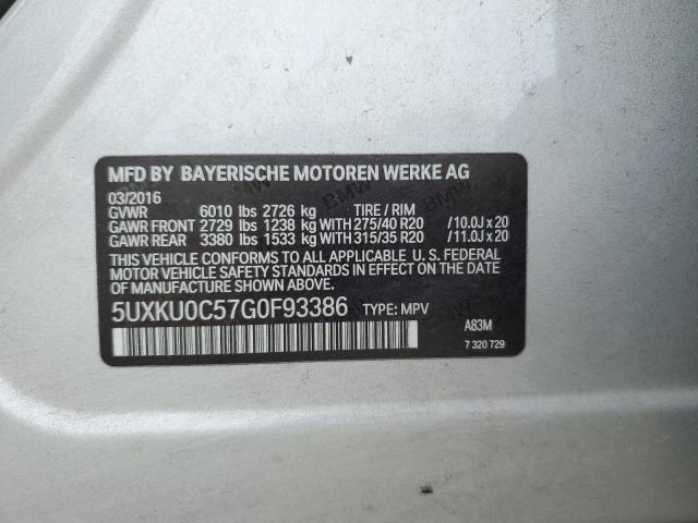 5UXKU0C57G0F93386 - 2016 BMW X6 SDRIVE35I SILVER photo 13