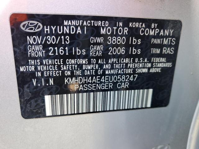 KMHDH4AE4EU058247 - 2014 HYUNDAI ELANTRA SE SILVER photo 12