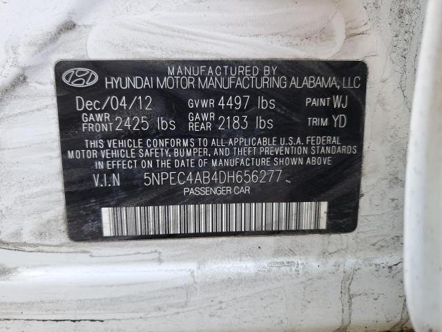 5NPEC4AB4DH656277 - 2013 HYUNDAI SONATA SE WHITE photo 12