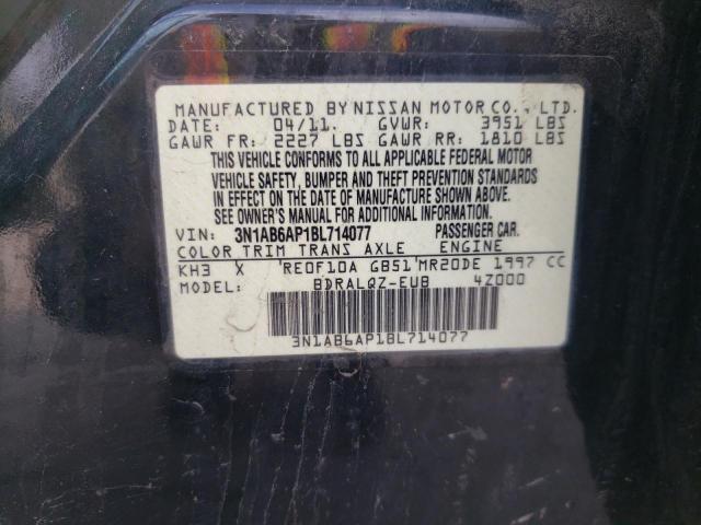 3N1AB6AP1BL714077 - 2011 NISSAN SENTRA 2.0 BLACK photo 12