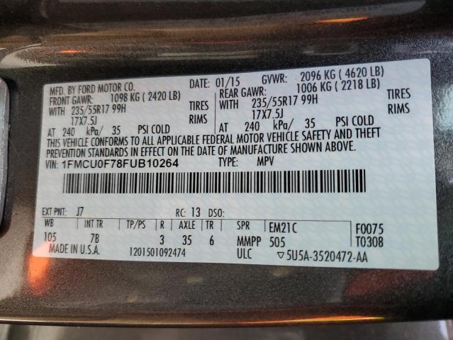 1FMCU0F78FUB10264 - 2015 FORD ESCAPE S GRAY photo 13