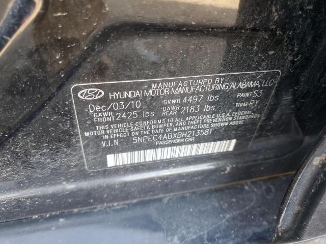 5NPEC4ABXBH213581 - 2011 HYUNDAI SONATA SE BLACK photo 12