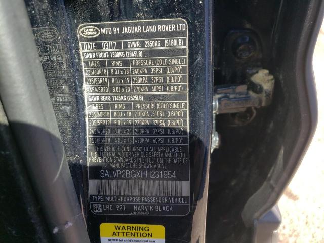SALVP2BGXHH231954 - 2017 LAND ROVER RANGE ROVE SE BLACK photo 13