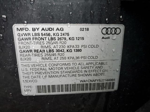 WA1CNAFY5J2144984 - 2018 AUDI Q5 PRESTIGE CHARCOAL photo 13