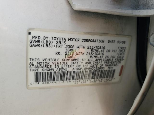 JT3GP10V9W0032695 - 1998 TOYOTA RAV4 WHITE photo 13