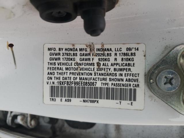 19XFB2F99EE085067 - 2014 HONDA CIVIC EXL WHITE photo 13