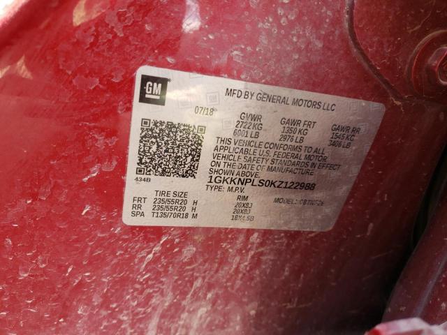 1GKKNPLS0KZ122988 - 2019 GMC ACADIA DENALI BURGUNDY photo 14