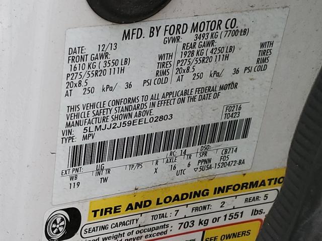 5LMJJ2J59EEL02803 - 2014 LINCOLN NAVIGATOR Weiß Foto 13