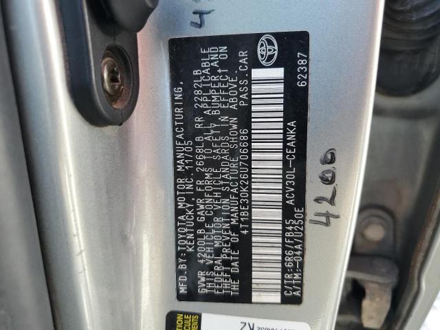 4T1BE30K26U706686 - 2006 TOYOTA CAMRY LE SILVER photo 12