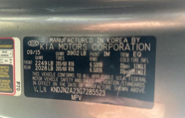 KNDJN2A23G7285523 - 2016 KIA SOUL GRAY photo 10