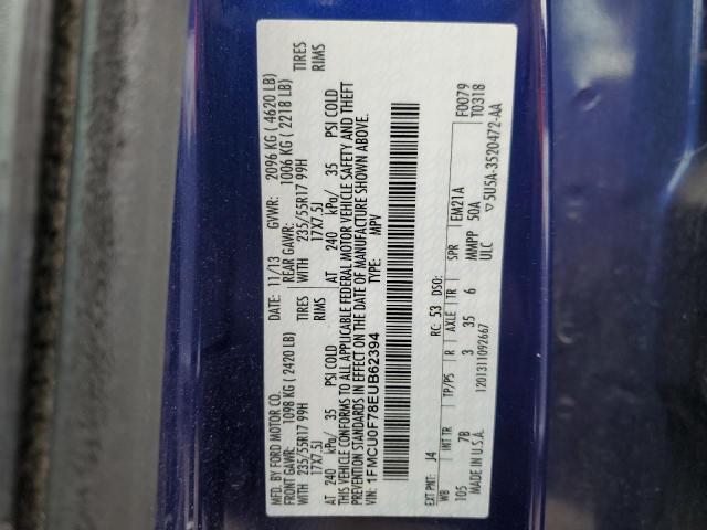 1FMCU0F78EUB62394 - 2014 FORD ESCAPE S BLUE photo 13