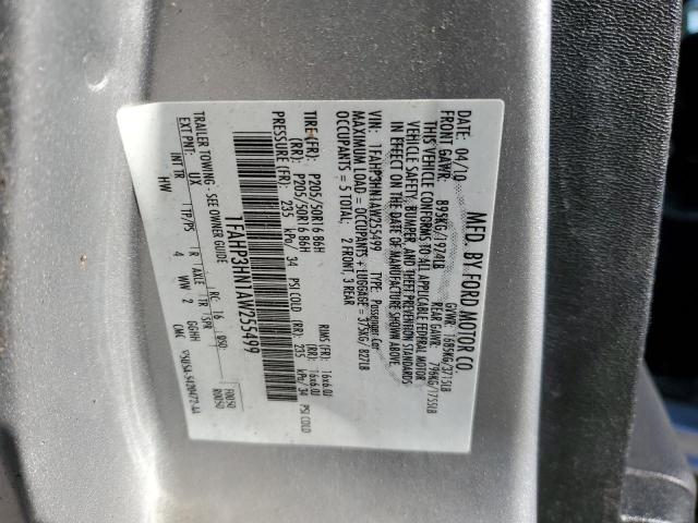 1FAHP3HN1AW255499 - 2010 FORD FOCUS SEL SILVER photo 12