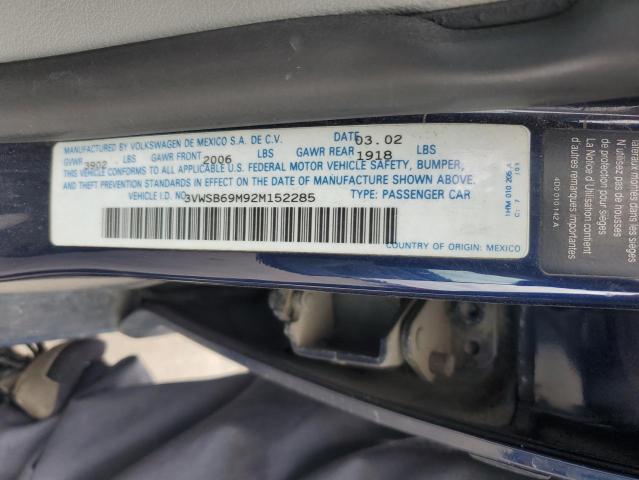 3VWSB69M92M152285 - 2002 VOLKSWAGEN JETTA GLS BLUE photo 12