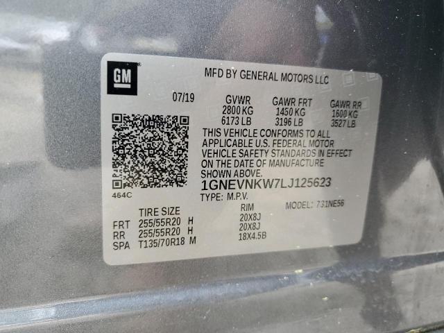 1GNEVNKW7LJ125623 - 2020 CHEVROLET TRAVERSE HIGH COUNTRY GRAY photo 12