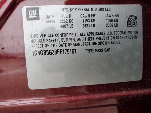 1G4GB5G38FF179167 - 2015 BUICK LACROSSE BURGUNDY photo 13