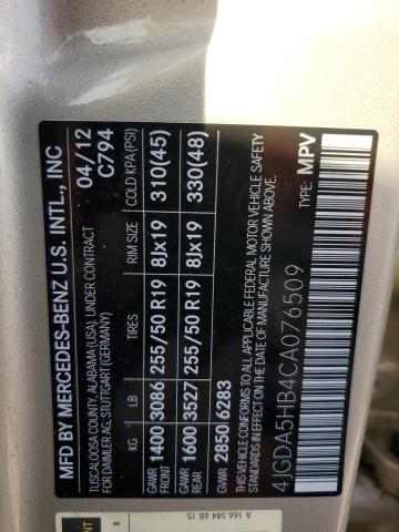 4JGDA5HB4CA076509 - 2012 MERCEDES-BENZ ML 350 4MATIC SILVER photo 13