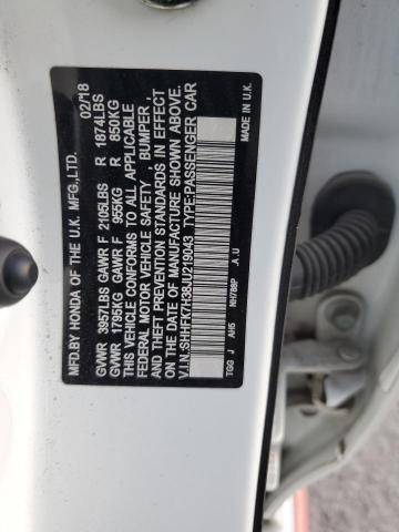 SHHFK7H38JU219043 - 2018 HONDA CIVIC LX WHITE photo 12