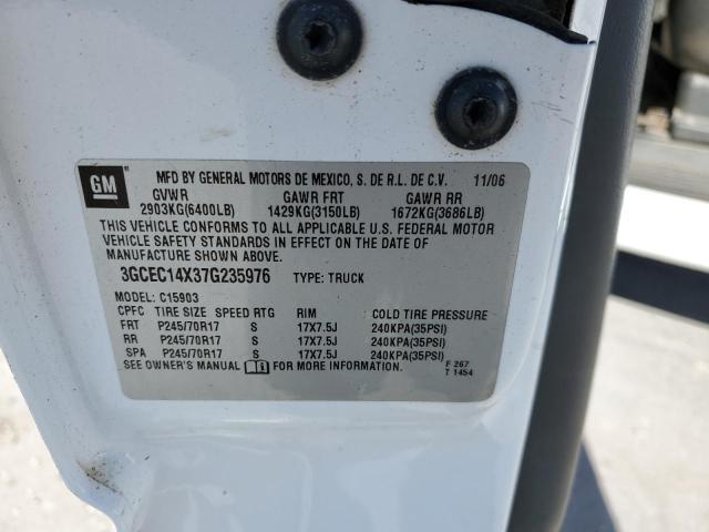 3GCEC14X37G235976 - 2007 CHEVROLET SILVERADO C1500 CLASSIC WHITE photo 12