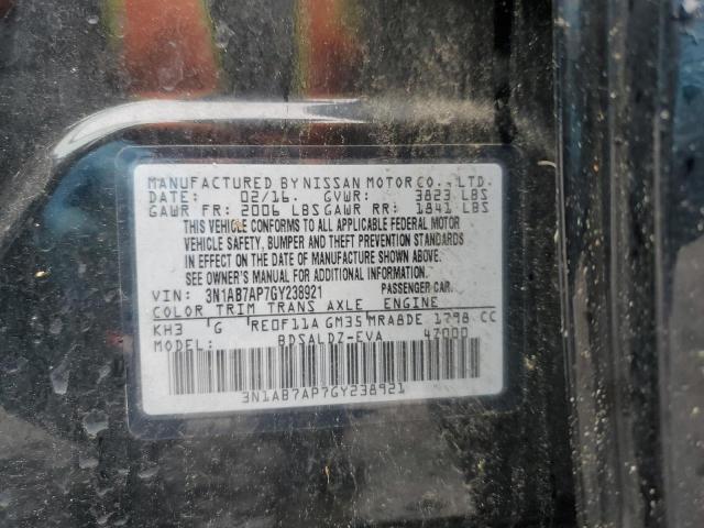 3N1AB7AP7GY238921 - 2016 NISSAN SENTRA S BLACK photo 12