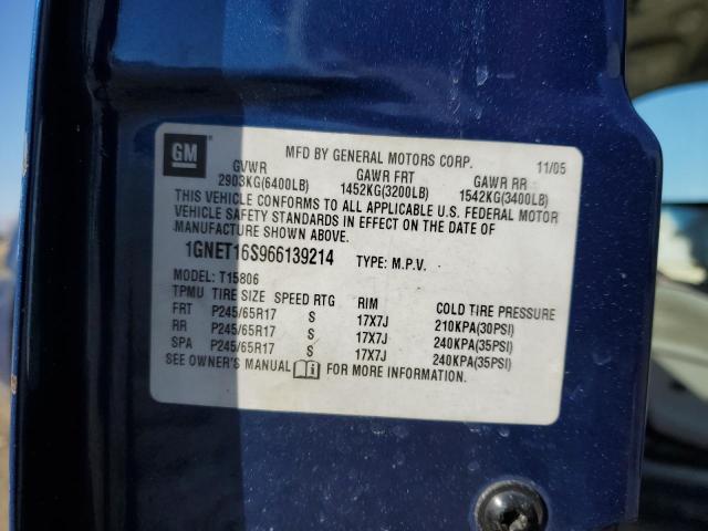 1GNET16S966139214 - 2006 CHEVROLET TRAILBLAZE EXT LS BLUE photo 13