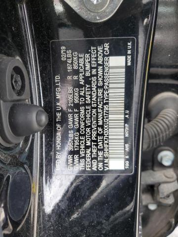 SHHFK7H3XKU217795 - 2019 HONDA CIVIC LX BLACK photo 12