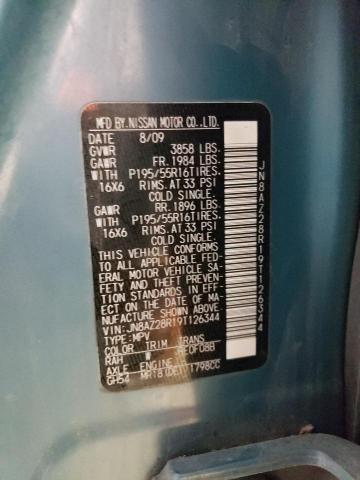 JN8AZ28R19T126344 - 2009 NISSAN CUBE BASE BLUE photo 12