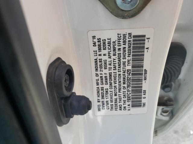 19XFC1F78GE021420 - 2016 HONDA CIVIC EXL თეთრი ფოტო 12