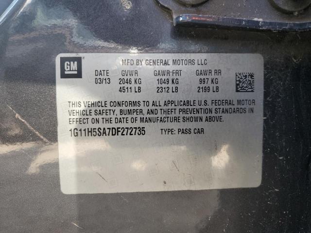 1G11H5SA7DF272735 - 2013 CHEVROLET MALIBU LTZ CHARCOAL photo 12