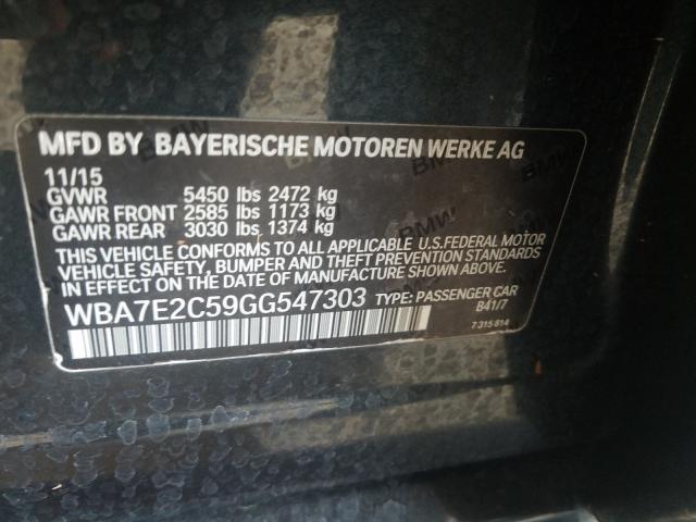 WBA7E2C59GG547303 - 2016 BMW 740 I GRAY photo 10