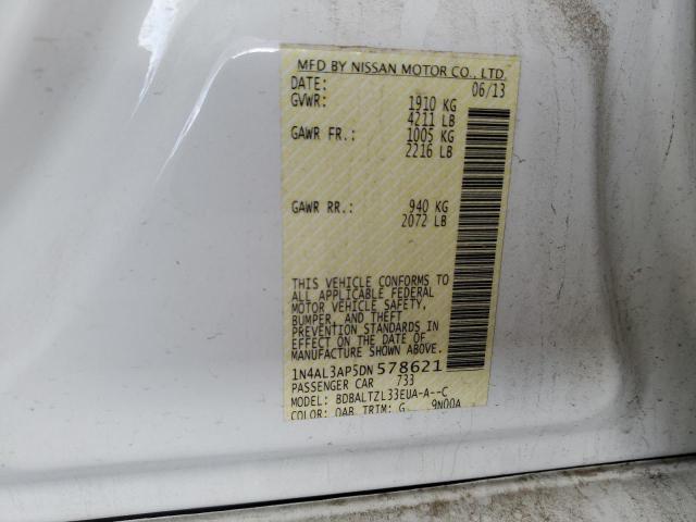 1N4AL3AP5DN578621 - 2013 NISSAN ALTIMA 2.5 WHITE photo 12