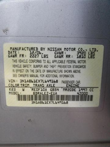 3N1AB61EX7L649168 - 2007 NISSAN SENTRA 2.0 SILVER photo 12