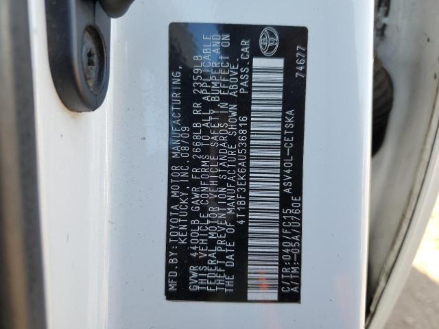 4T1BF3EK6AU536816 - 2010 TOYOTA CAMRY BASE WHITE photo 12