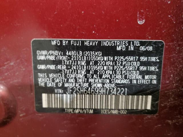 JF2SH64699H734221 - 2009 SUBARU FORESTER 2.5X LIMITED RED photo 13