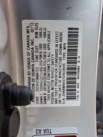 2HKRM4H37DH638949 - 2013 HONDA CR-V LX SILVER photo 14