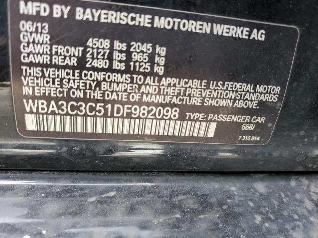 WBA3C3C51DF982098 - 2013 BMW 3 SERIES I XDRIVE BLACK photo 12