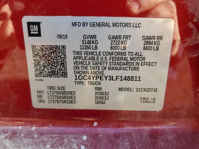 1GC4YPEY3LF148811 - 2020 CHEVROLET SILVERADO K2500 HEAVY DUTY LTZ RED photo 13