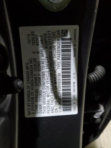 2HGFC2F83KH606788 - 2019 HONDA CIVIC SPORT GRAY photo 13