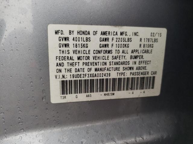 19UDE2F3XGA002439 - 2016 ACURA ILX BASE WATCH PLUS SILVER photo 12