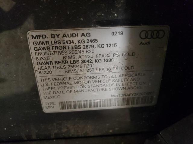 WA1BNAFY2K2074003 - 2019 AUDI Q5 PREMIUM PLUS GRAY photo 12