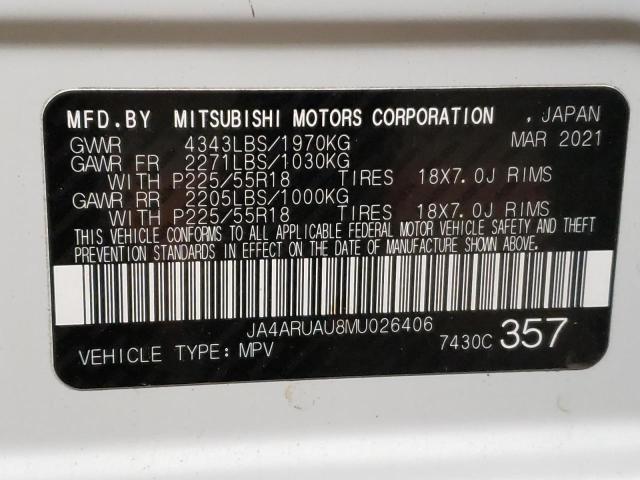 JA4ARUAU8MU026406 - 2021 MITSUBISHI OUTLANDER ES WHITE photo 12