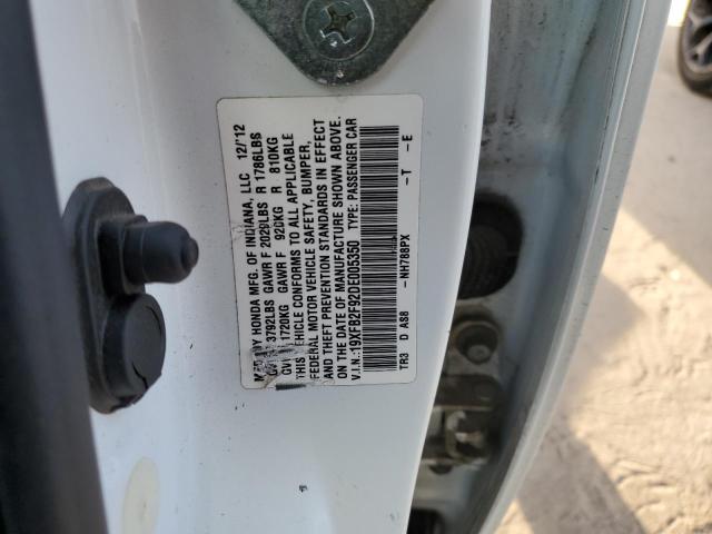 19XFB2F92DE005350 - 2013 HONDA CIVIC EXL თეთრი ფოტო 12