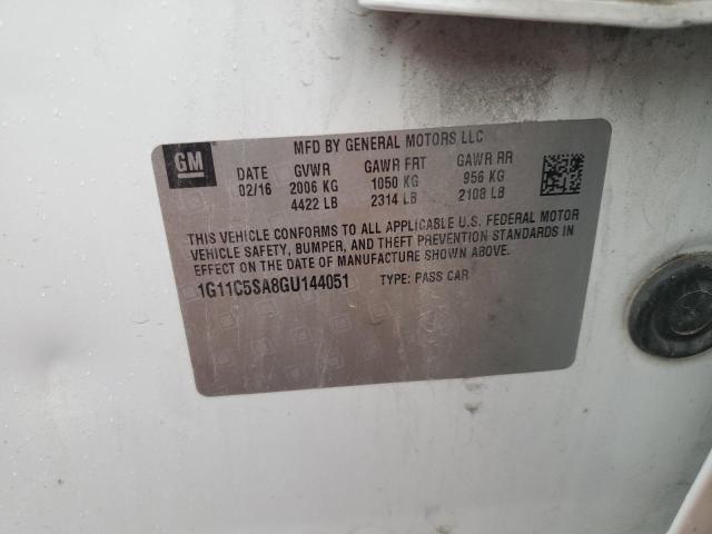 1G11C5SA8GU144051 - 2016 CHEVROLET MALIBU LIM LT 白色 照片 12