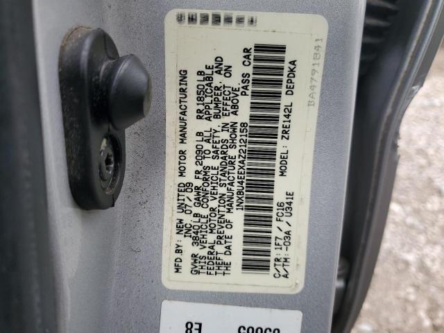 1NXBU4EEXAZ212158 - 2010 TOYOTA COROLLA BASE SILVER photo 12