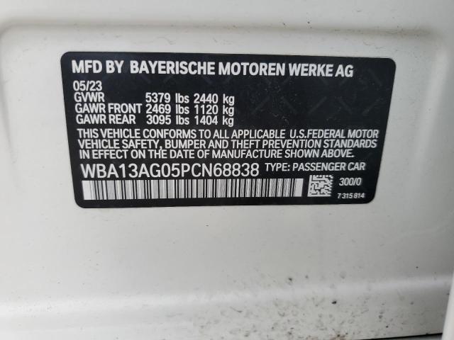 WBA13AG05PCN68838 - 2023 BMW 530E WHITE photo 12