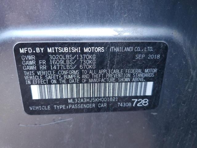 ML32A3HJ5KH001821 - 2019 MITSUBISHI MIRAGE ES GRAY photo 12