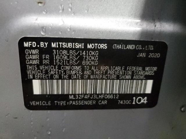 ML32F4FJ3LHF06612 - 2020 MITSUBISHI MIRAGE G4 SE SILVER photo 12